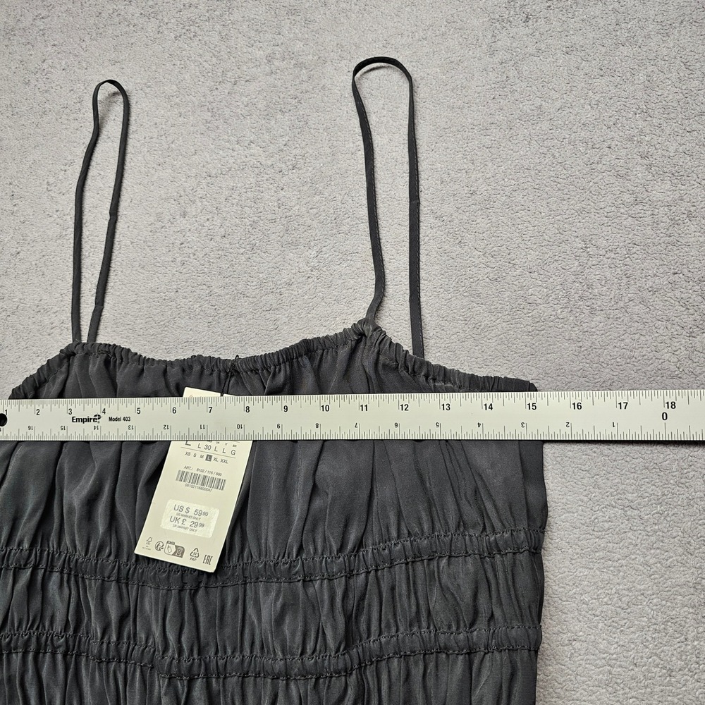 Zara Maxi Dress Womens Large Black Adjustable Straps Smocked Wasit Evening Party - Picture 4 of 8